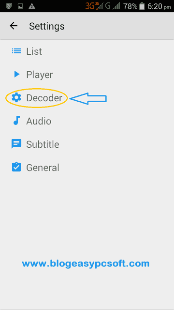MX Player Decoder option