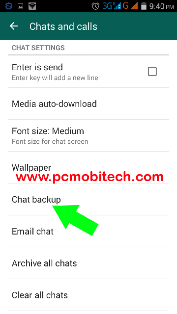 New chat backup option