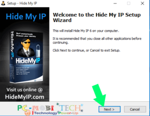 hide my ip Setup started Click on next