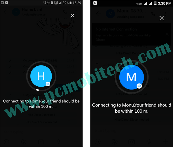 How to use Hike Direct free chatting feature 2