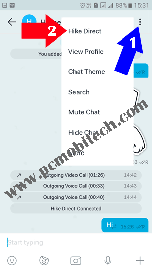 How to use Hike Direct free chatting feature