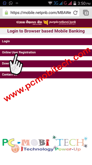 PNB Mobile banking Online-user-registration