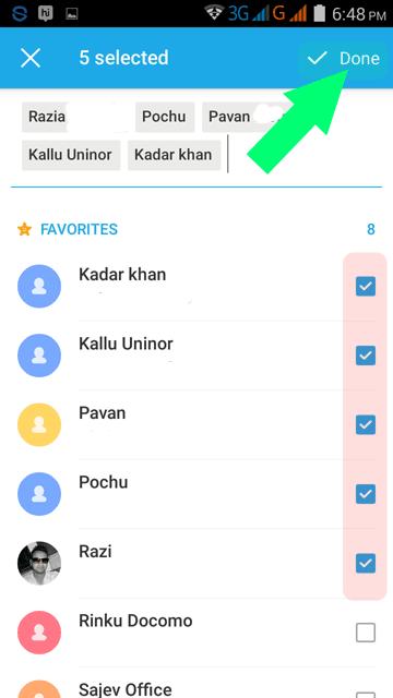 Select-contacts-&-Click-on-done