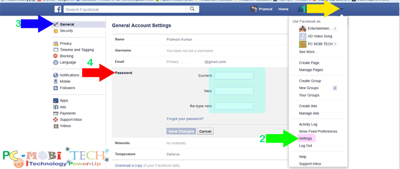 Change Facebook Password