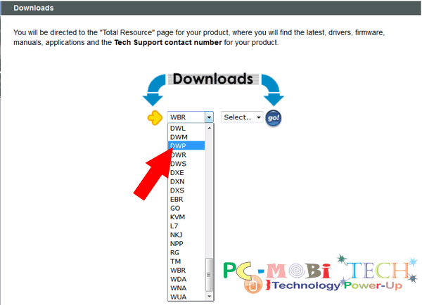 Choose your device from the first list