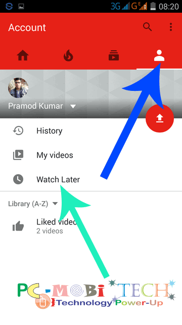 Tap-on-Account-tab-then-click-on- Youtube watch later