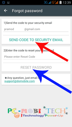 Domobile AppLock: Send-Security-code-to-security-email-id