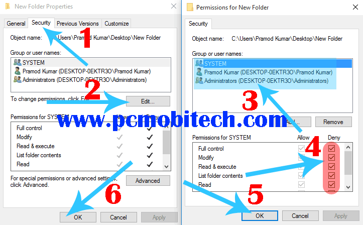 Folder lock Folder properties permission settings