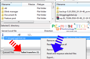 file transfer failed filezilla