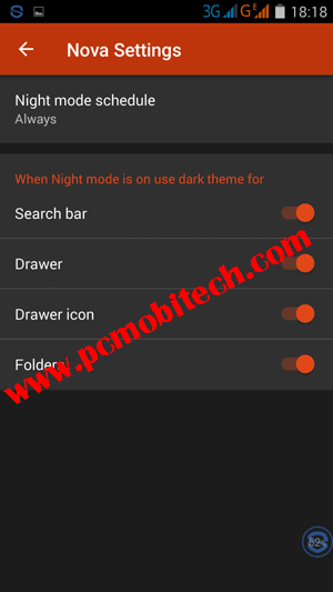 Nova Launcher Night Mode