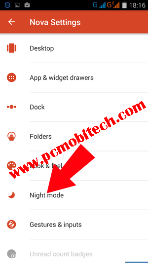 Nova Launcher Night Mode-option
