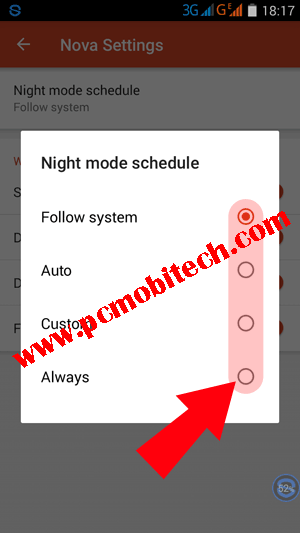 Nova Launcher Night Mode schedule