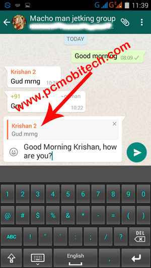 WhatsApp-reply to specific message option with Reply to specific message option.