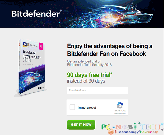 Get 90 days free registration for Bitdefender Antivirus Internet Total Security fill Email min