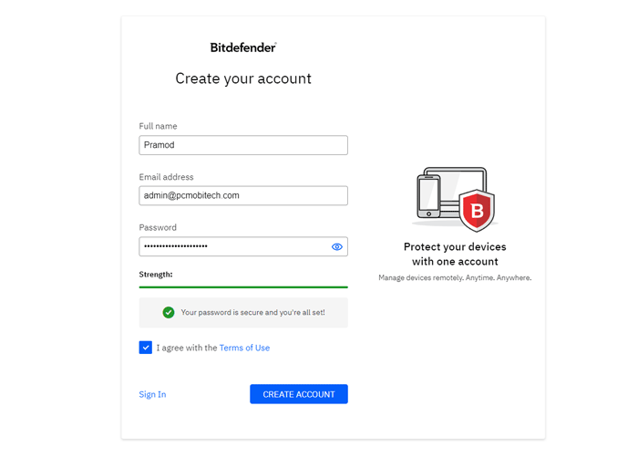 Register-Bitdefender-account