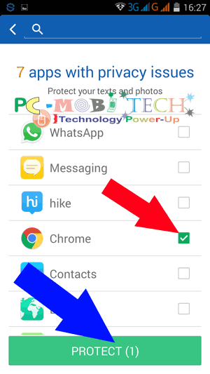 Select-apps-and-tap-on-Protect- Clean Master Applock