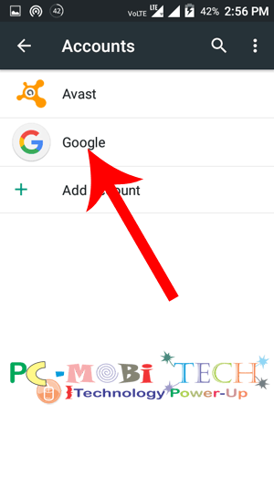Tap on Google To remove Google Account from Android
