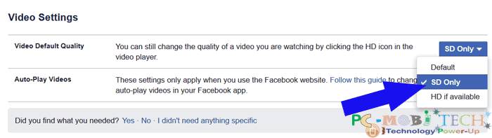 Facebook: Howto change Videos quality and Auto playing settings