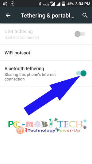 How to share mobile internet to PC-Laptop Without WiFi : Enable-Bluetooth-Tethering