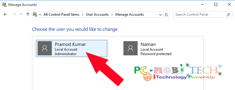 change win 10 password