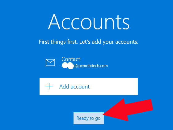 Windows 10 mail setup completed Click-on-ready-to-go
