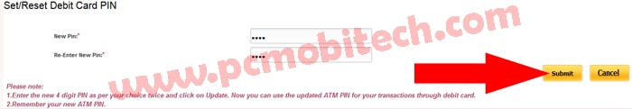 How to Reset Punjab National Bank Debit Card PIN online -pnb-4