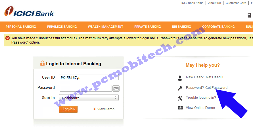 how to change mobile number in icici net banking online