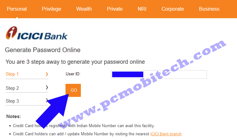 icici-bank-password-reset-enter-your-user-id-click-on-go-button