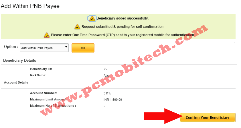 Confirm Beneficiary