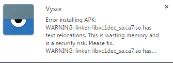 Apk-installation-error-Vysor-app