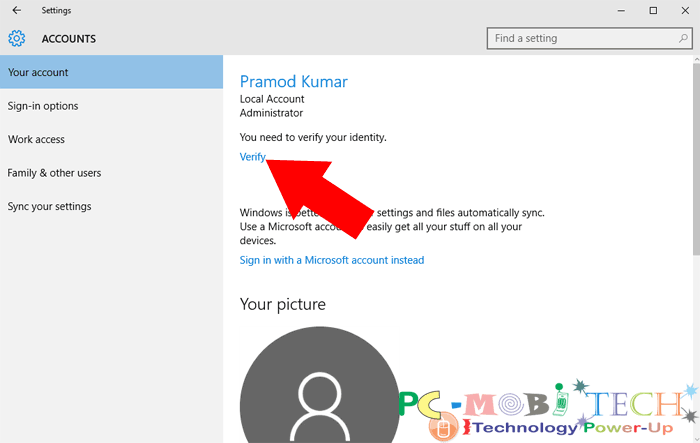 received used pc how to change microsoft account to my name