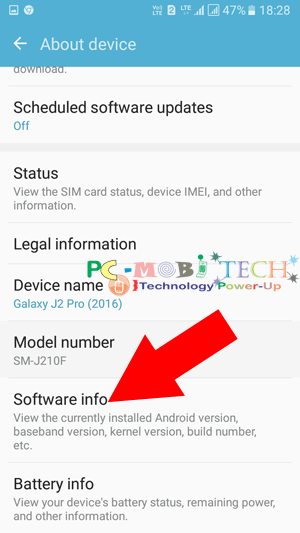 Tap-on-Software-info-option