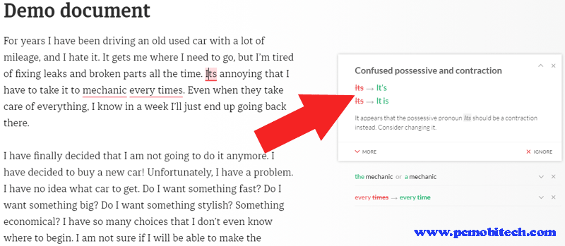 How to fix grammatical errors with Grammarly