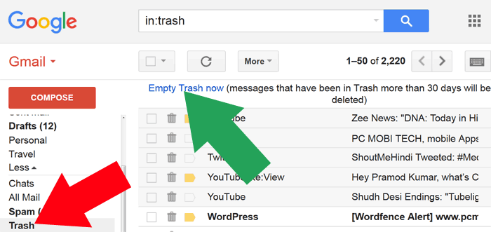 How to delete email in gmail