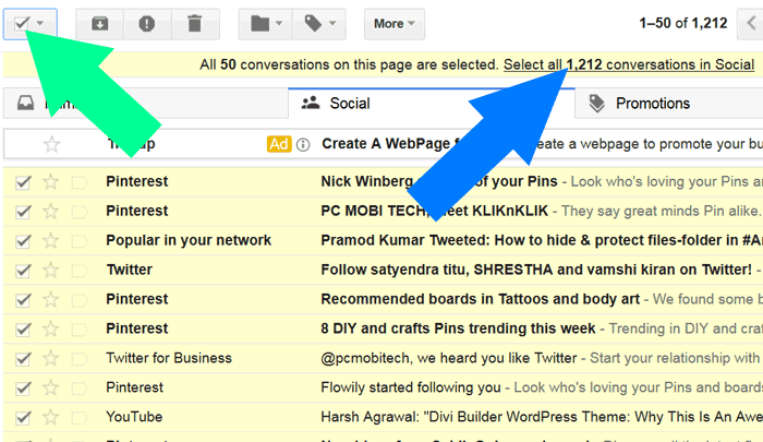 How to Delete All Inbox Email Messages from Gmail Account in one click 