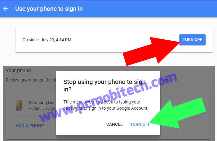 How to disable if Google prompt from Google Account