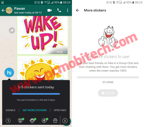 How to share or send Unlimited Hike Stickers to WhatsApp Facebook and other apps