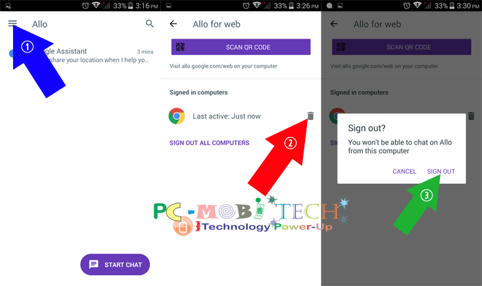 How to Use Google Allo messenger on PC with Google Chrome Scan Signout from All Devices