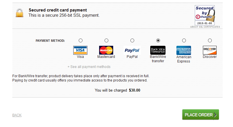 Wire Transfer Payment Method