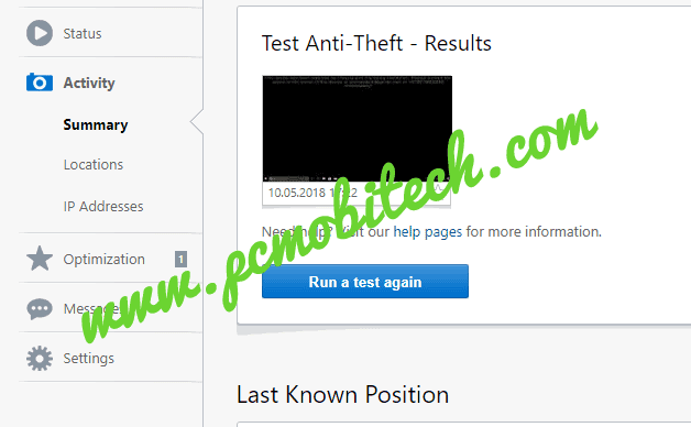 Track Windows Laptop Online Using ESet Anti-Theft.