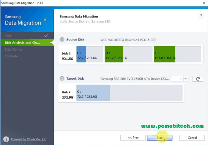 Samsung Migration move existing os from older HDD to new Samsung SSD 2