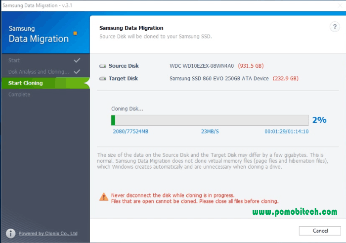 samsung data migration cannot find ssd