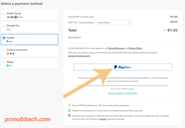 Nordvpn-trial-continue-with-paypal