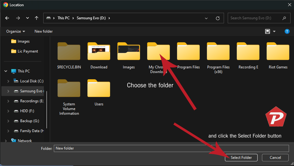 Select-the-new-folder-for-google-chrome-download