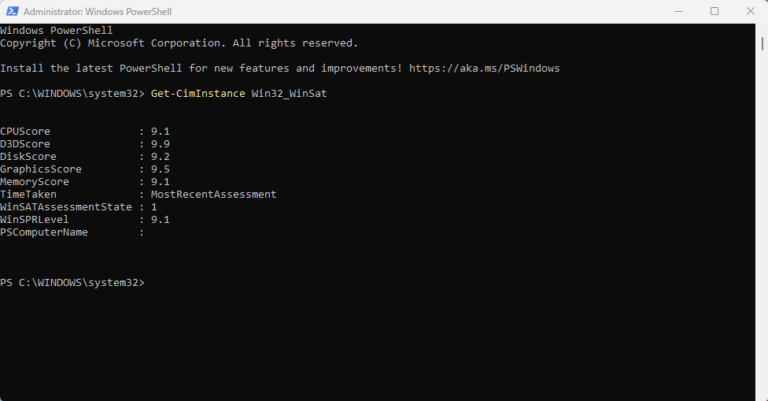 How to Check Your Windows Experience Score Using PowerShell?